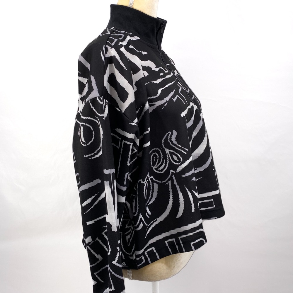 ADIDAS Women’s Halfzip Graphic Sweatshirt Black Size XL - Picture 8 of 16